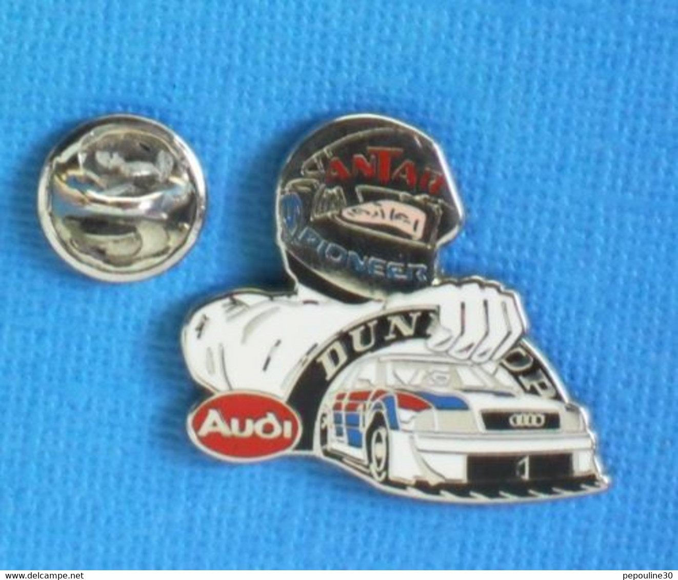 1 PIN'S //  ** PILOTE AUDI / 24H DU MANS. / ANTAR / PIONEER / DUNLOP ** . (Jacabi)