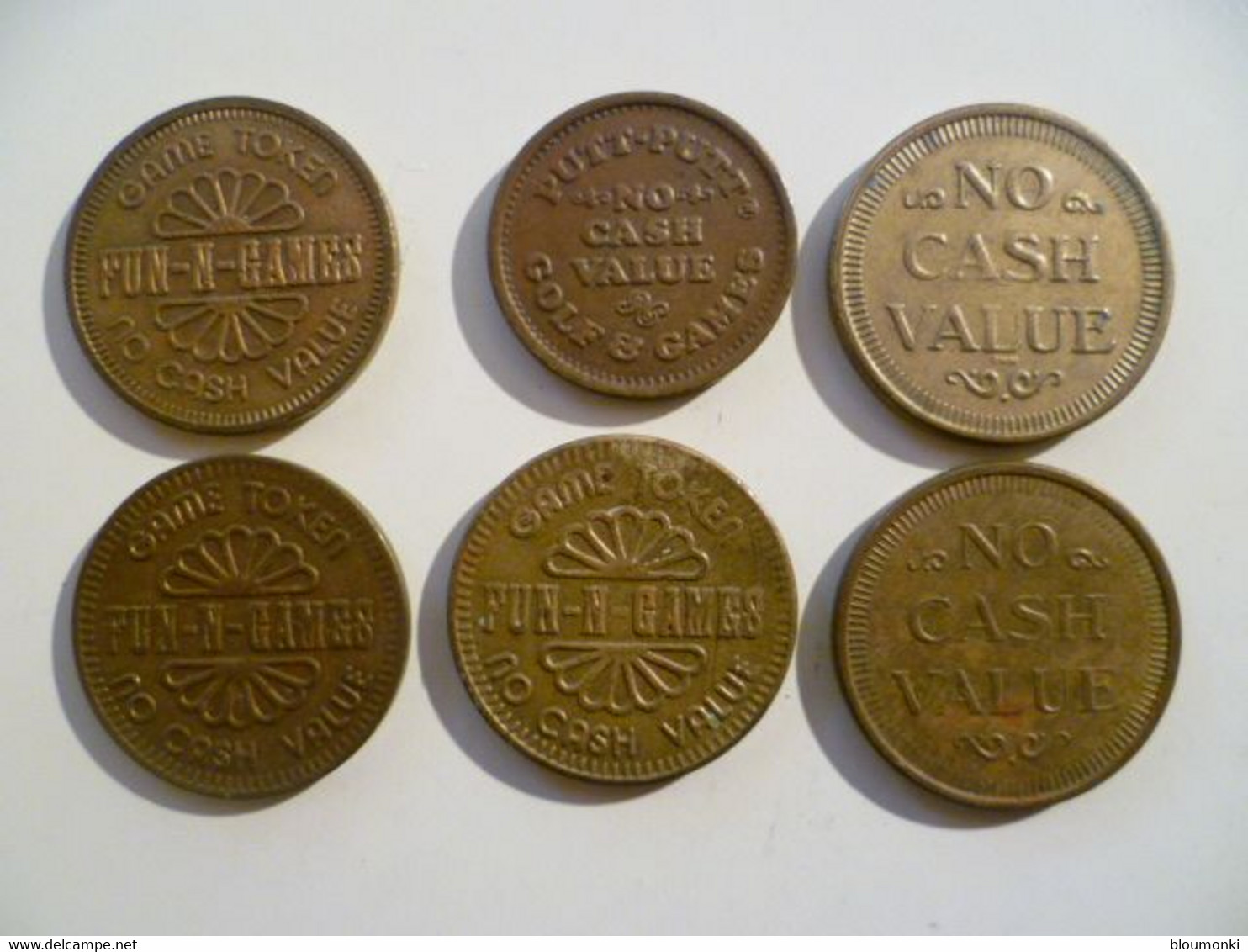 Lot De 6 Jetons NO CASH VALUE / Putt-Putt Fun & Games / Etats Unis / USA Coins - Profesionales/De Sociedad
