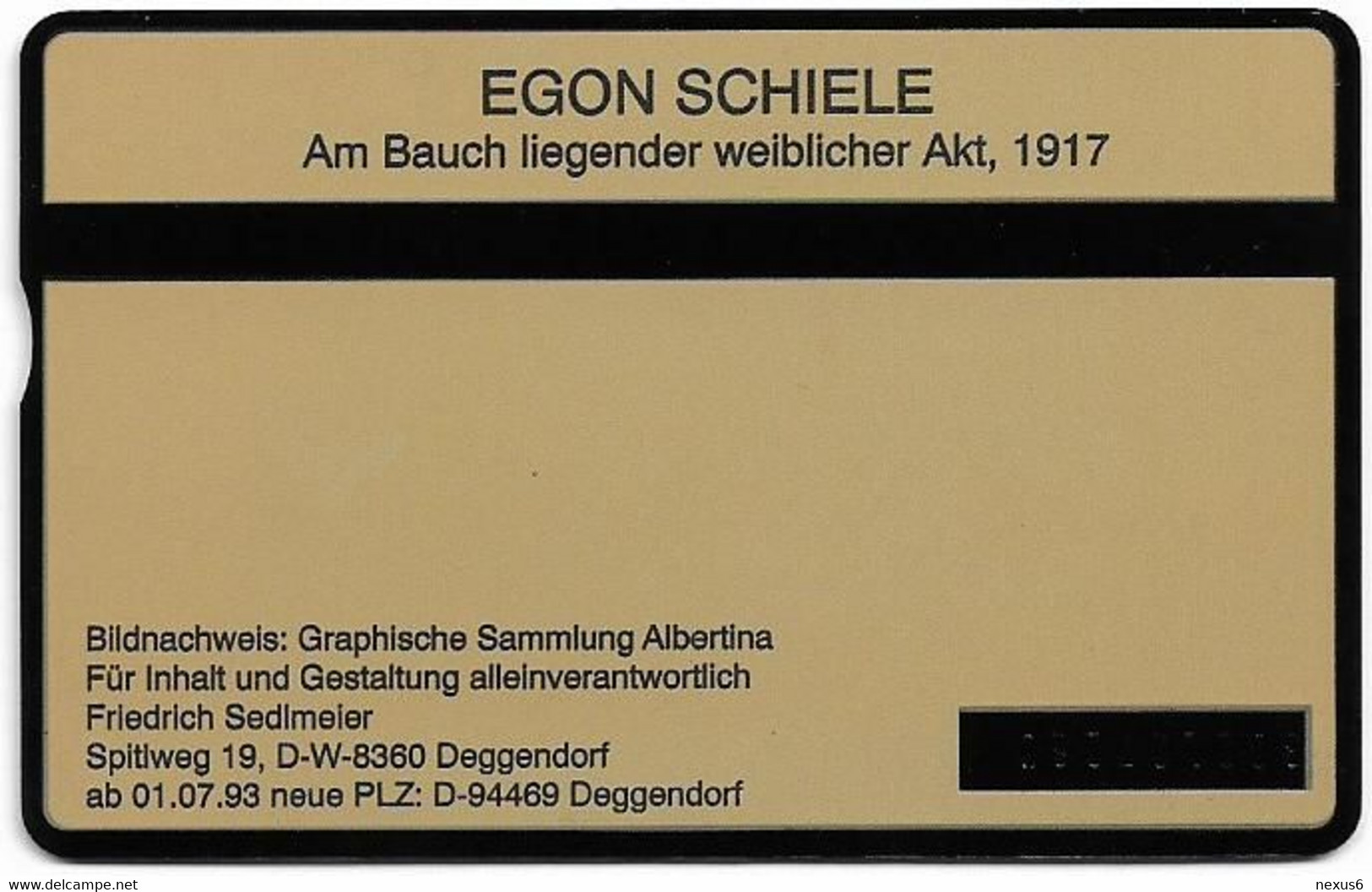 Austria - L&G - P Series - P135 - Egon Schiele - Liegender Akt - 302L - 02.1993, 20öS, 800ex, Used - Austria
