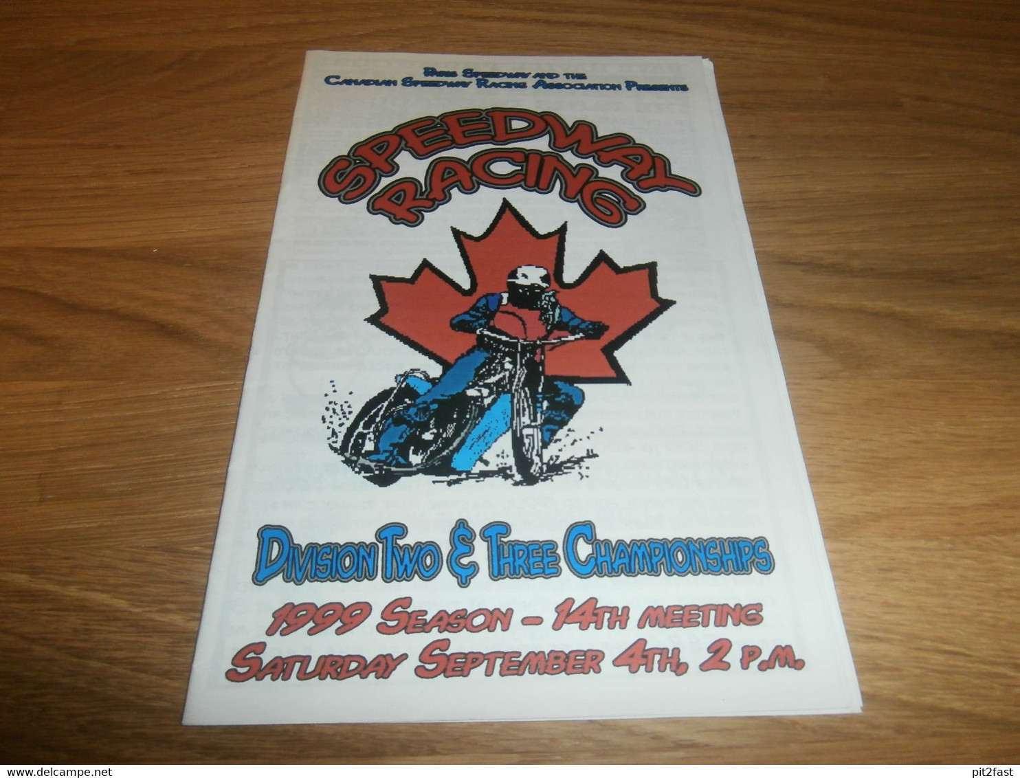 Speedway Paris / Ontario , 4.09.1999 , Canada , Programmheft / Programm / Rennprogramm , Program !!! - Motorfietsen