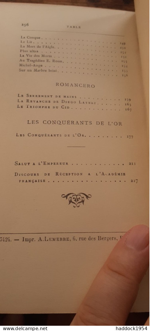 les trophées JOSE-MARIA DE HEREDIA alphonse lemerre 1952