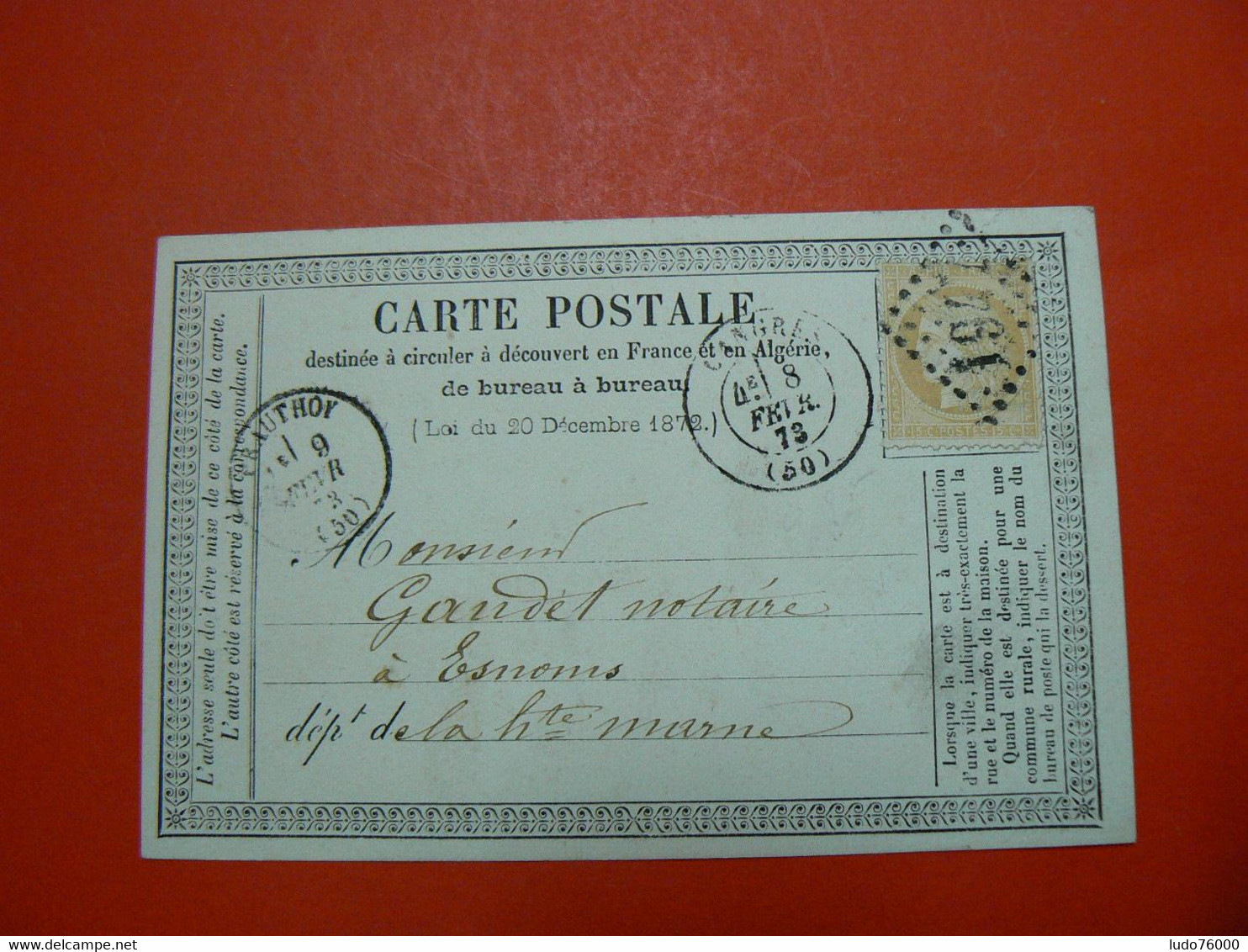 D 253 / CERES N° 59 SUR CARTE LETTRE - 1871-1875 Ceres