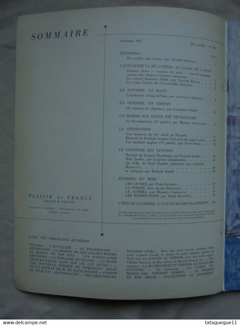 Ancien - Revue "Plaisir De France" Octobre 1955 - Maison & Décoration