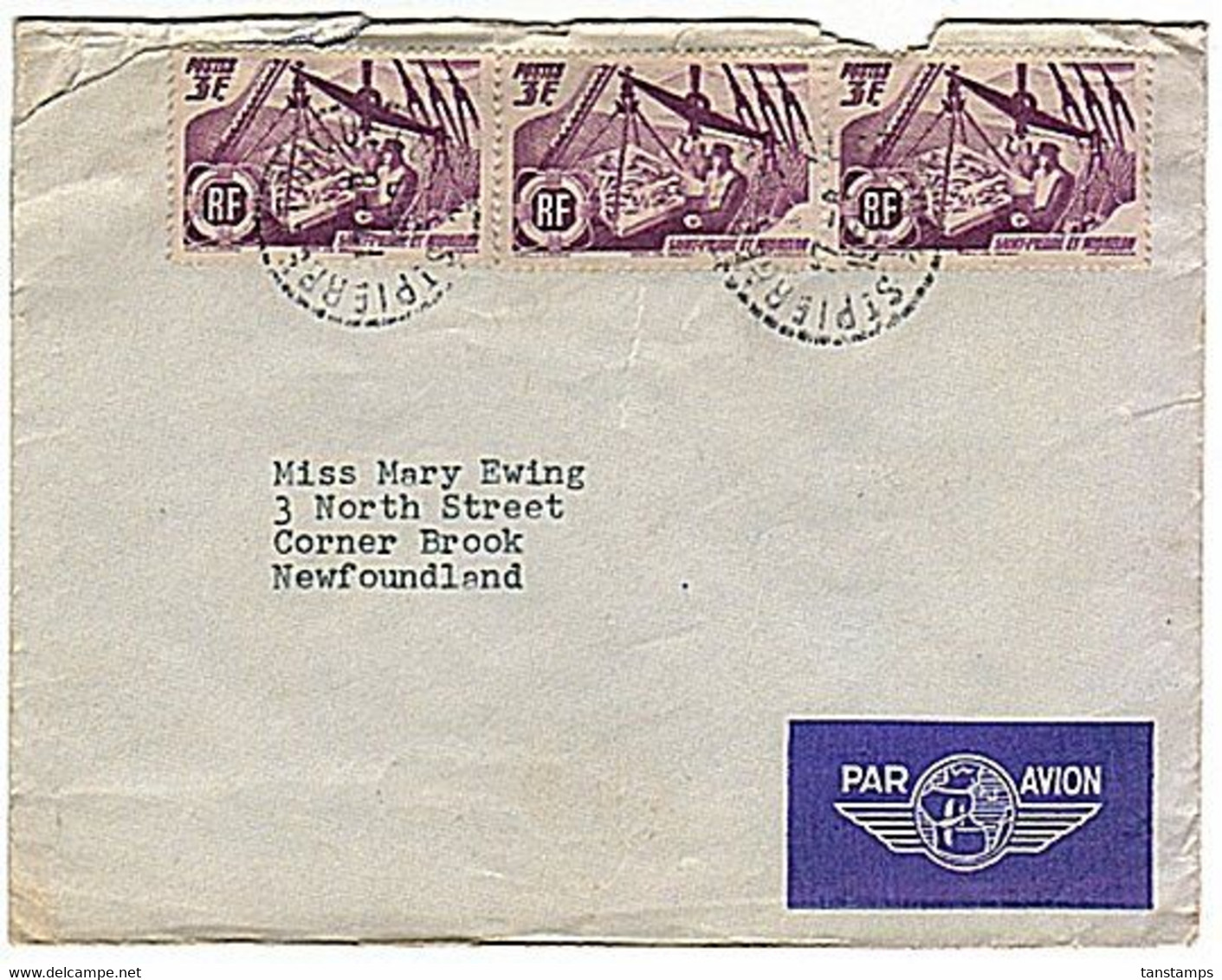 ST PIERRE ET MIQUELON - NEWFOUNDLAND AIRMAIL COVER - Lettres & Documents