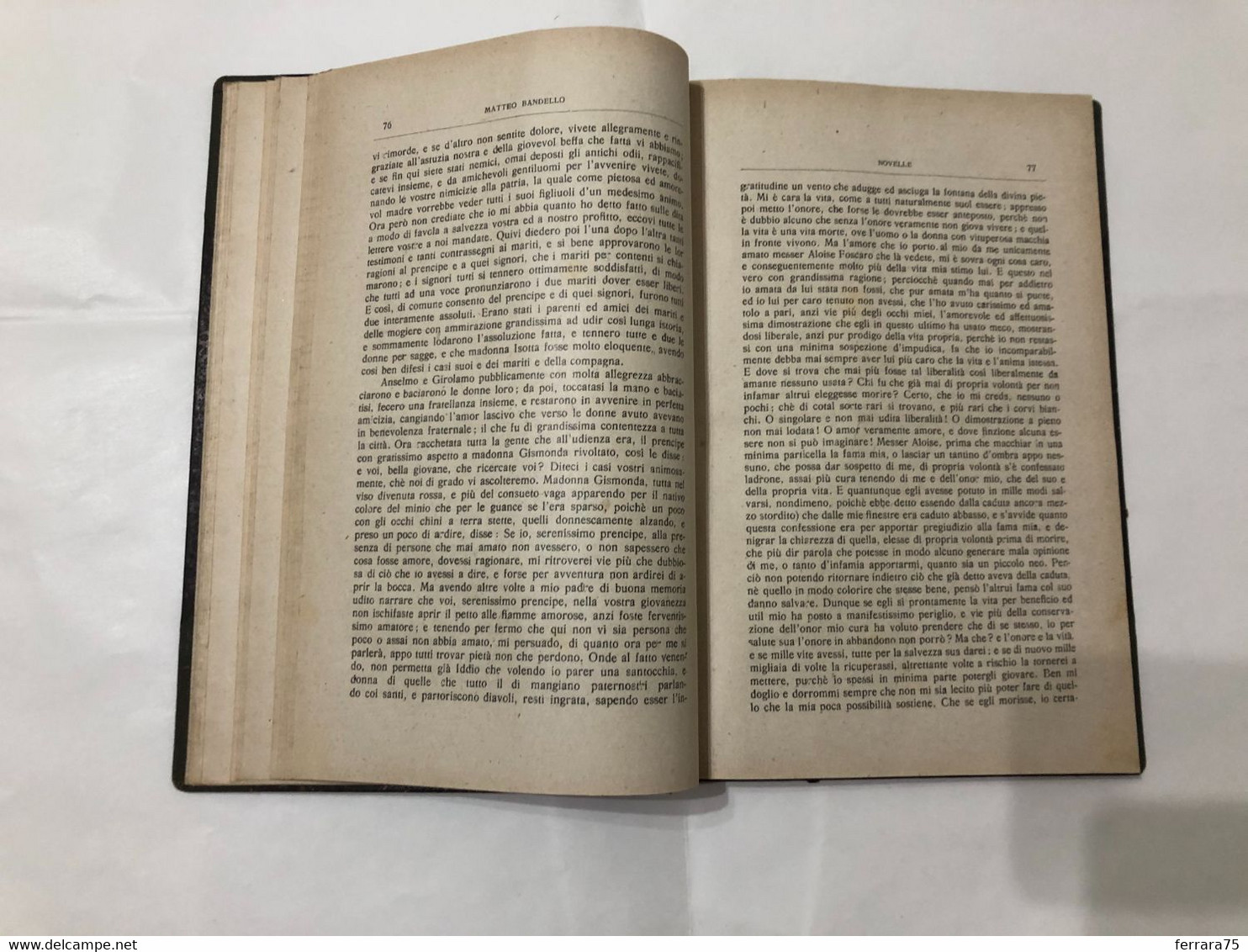 LIBRO NOVELLE MONSIGNORE MATTEO BANDELLO VESCOVO DI AGEN MILANO 1909 PAG.320. - Religion