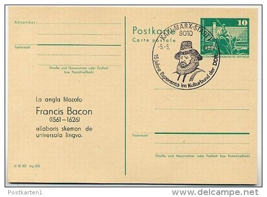 DDR P79-8a-80 C110 Postkarte ZUDRUCK Esperanto Francis Bacon Karl-Marx-Stadt Sost. 1980 - Private Postcards - Used