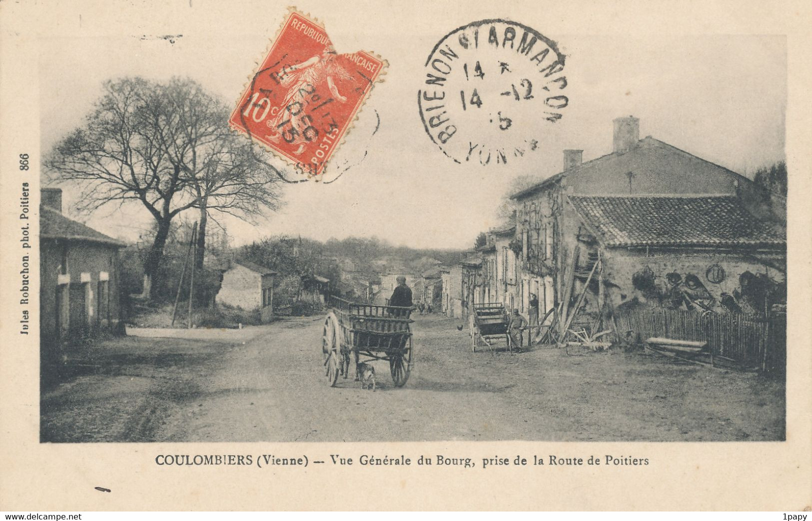 86 - Vienne - COULOMBIERS - Vue Générale Du Bourg Prise De La Route De Poitiers - Attelage - Smarves