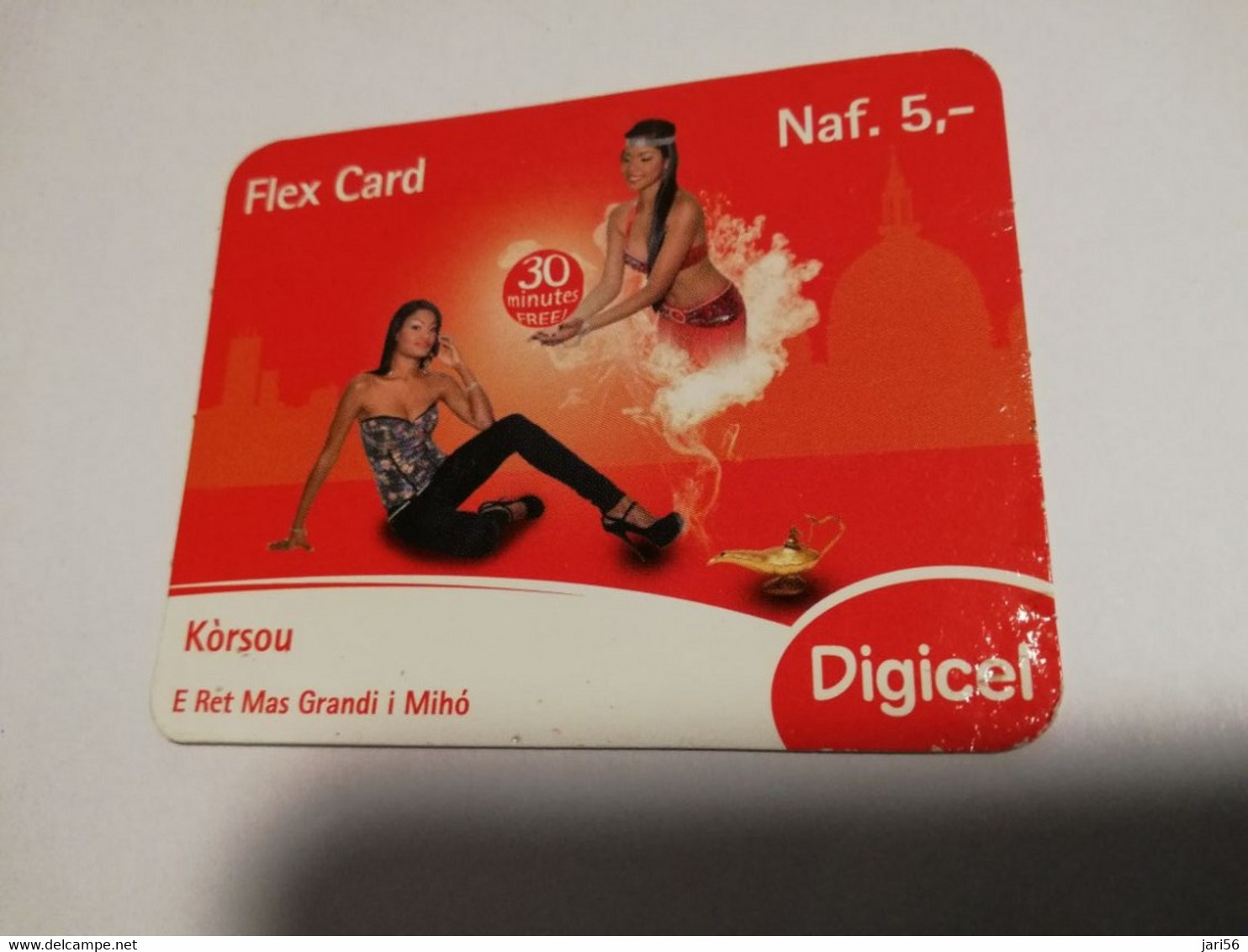 CURACAO NAF 5,- DIGICEL FLEX CARD  GINI IN A BOTTLE    26/05/2013   ** 4048** - Antillas (Nerlandesas)