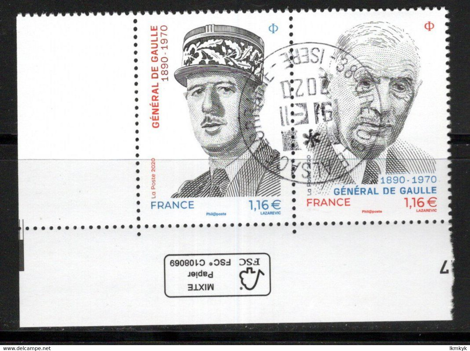 France 2020.Général De Gaulle.Cachet Rond Gomme D'origine. - Used Stamps