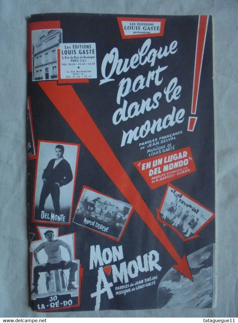 Ancien - Partition Quelque Part Dans Le Monde/Mon Amour Louis Gasté Années 60 - Song Books