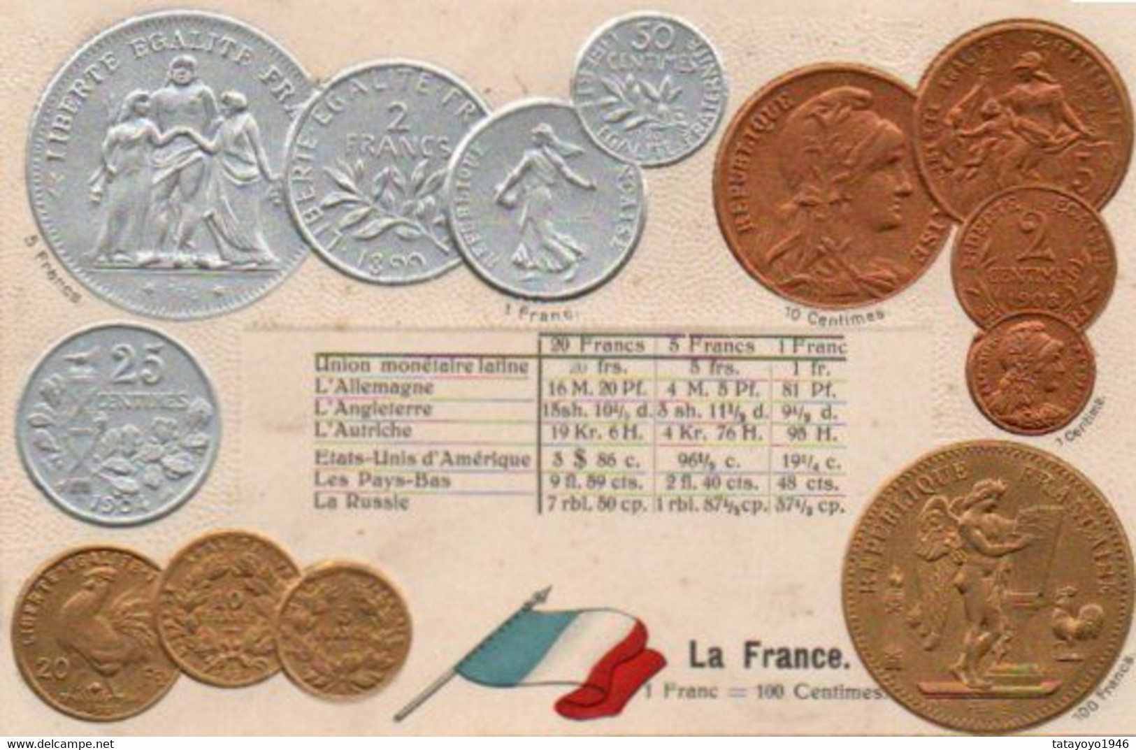 Carte Postale  De France Gaufrée N'a Pas Circulé - Münzen (Abb.)