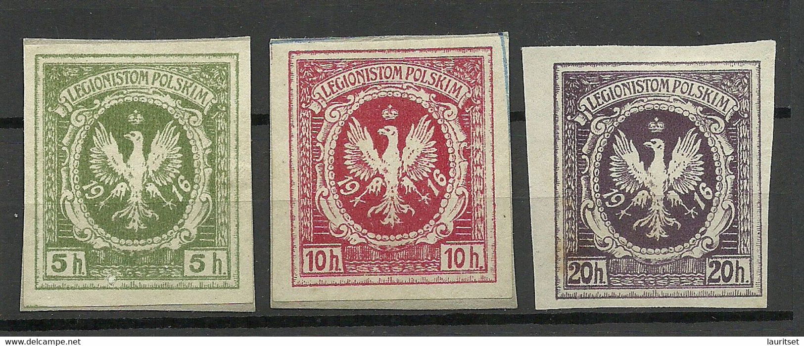 POLEN Poland 1916 Legionistam Polskim Für Polnische Legionäre Legion, 3 Stamps (*) - Neufs
