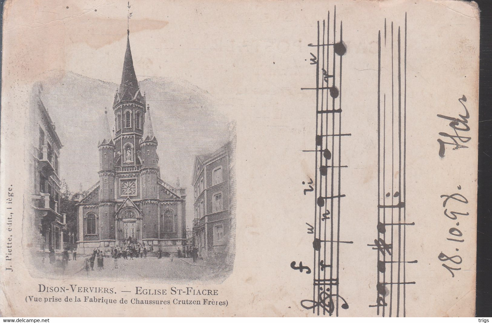 Dison - Église St. Fiacre (Vue Prise De La Fabrique De Chaussures Crutzen Frères) - Dison