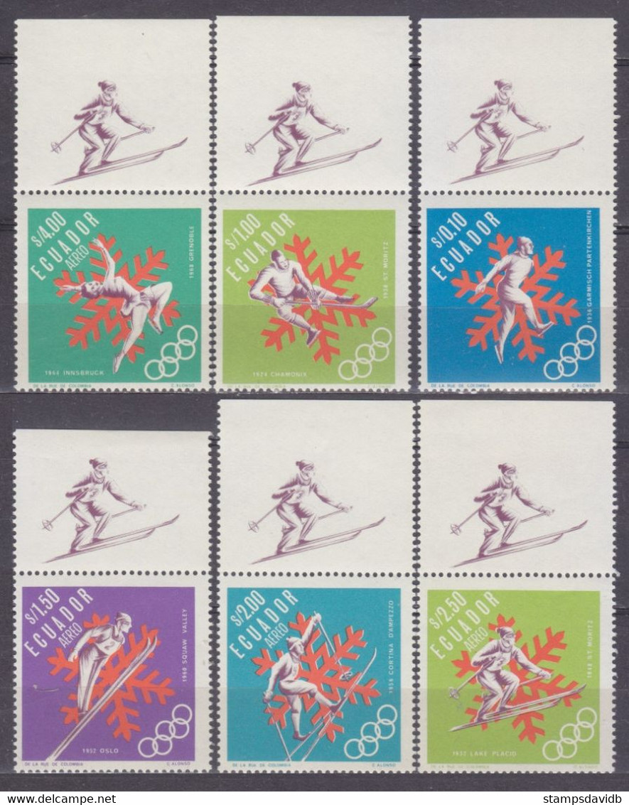 1966	Ecuador	1274-1279+Tab	1968 Olympic Games In Grenoble	10,00 € - Winter 1968: Grenoble
