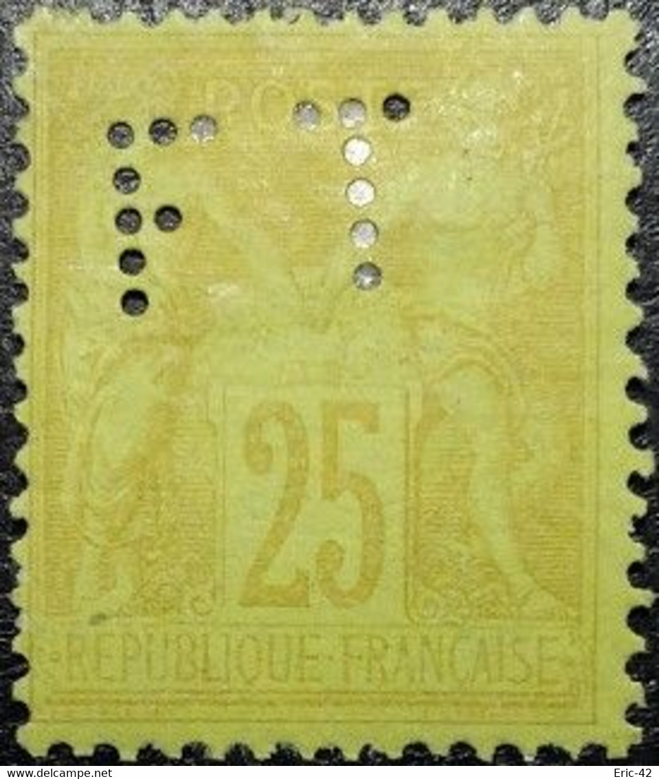 France N°92a Neuf* Perforé "FT". La Foncière "SUPPORT RARE NEUF*". - Unused Stamps