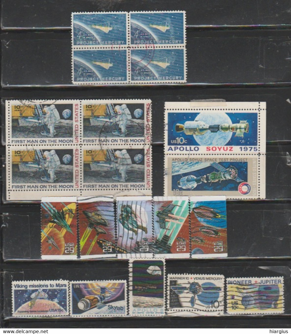 USA -Assortment Of 45 Used Stamps-" History Of SPACE EXPLORATION On Stamps". - América Del Norte