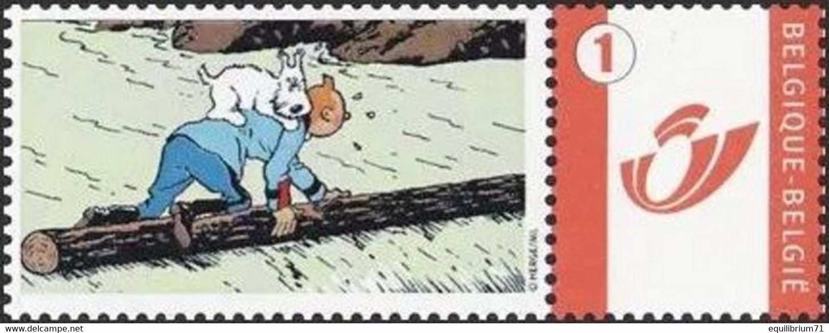DUOSTAMP** / MYSTAMP**-  Tintin / Kuifje / Tim - En Danger / In Gevaar / In Gefahr / In Danger / (Hergé) - Mint