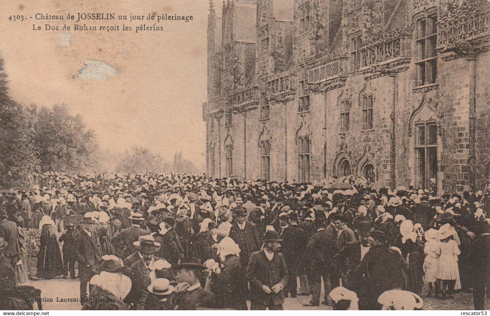 Rare Cpa Josselin Le Duc De Rohan Reçoit Les Pèlerins - Josselin