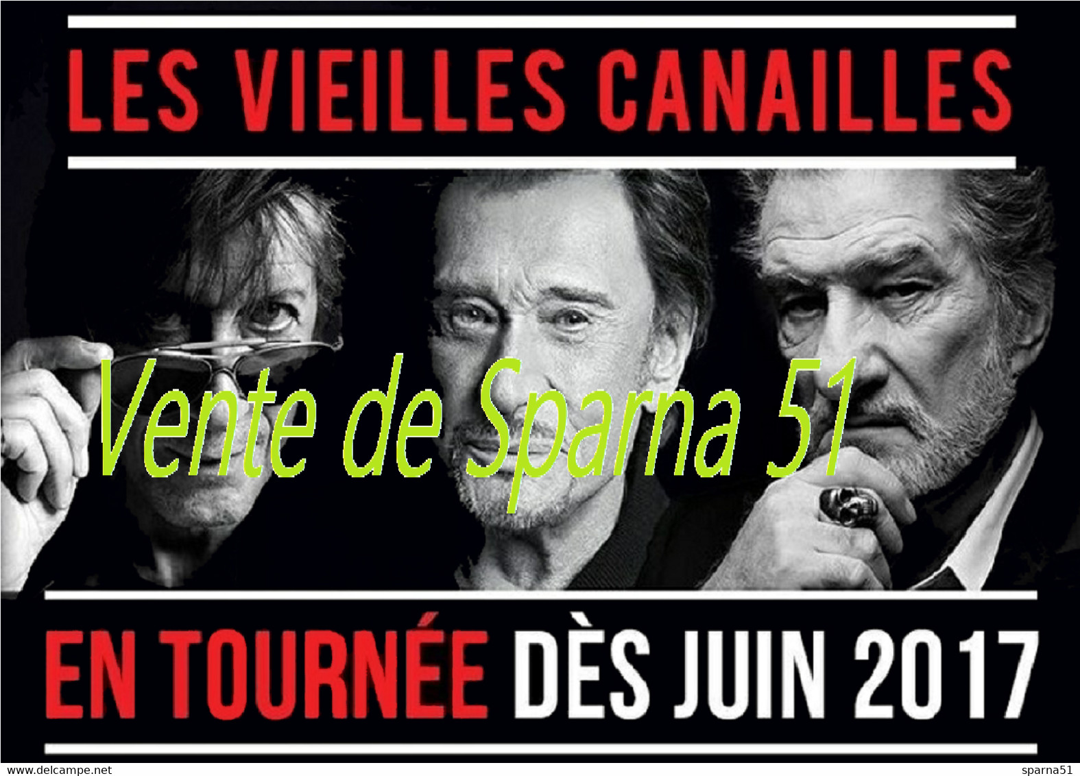 Johnny Hallyday & Les Vieilles Canailles -  Affiche A3 Plastifiée - Affiches & Posters