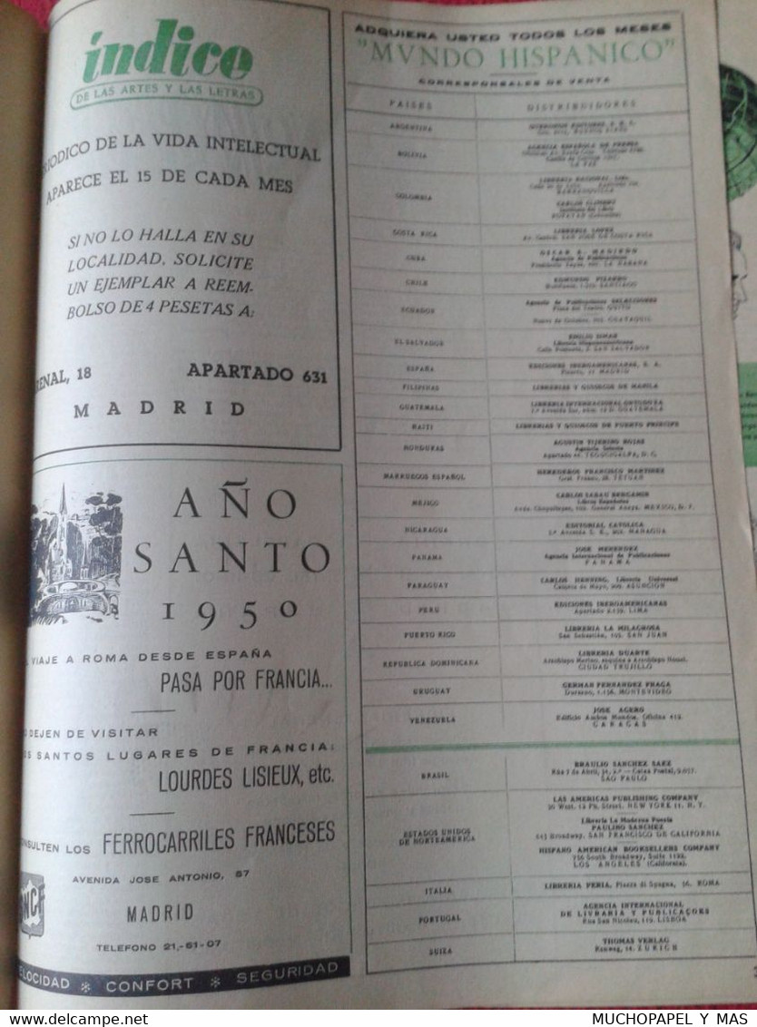SPAIN ESPAGNE REVISTA MAGAZINE MUNDO HISPÁNICO AÑO III NÚM. 23 FEBRERO DE 1950, 60 PÁGINAS TOROS, ESTUDIANTINA CORTES... - [1] Until 1980
