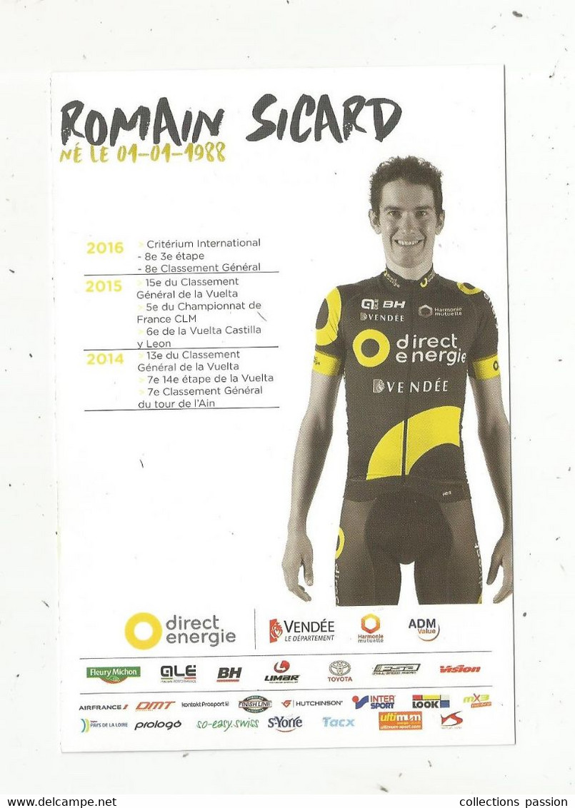 Cp, Sports , Cyclisme , ROMAIN SICARD , Le Basque , DIRECT ENERGIE ,2 Scans - Radsport