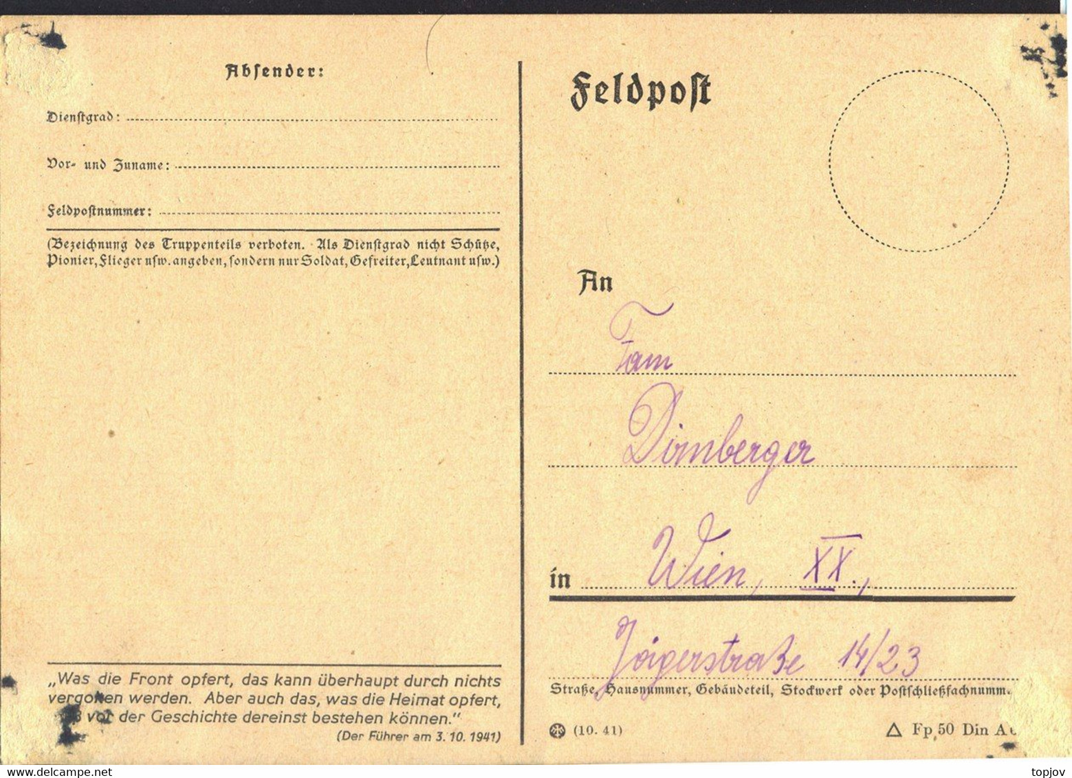 RUSSIA - GERMANY - Künstler-Feldpost-AK KARACHEW  Bryansk Oblast To Wien - Artistic Signet Fritz Dirnberger - 6.4. 1942. - 1941-43 Deutsche Besatzung