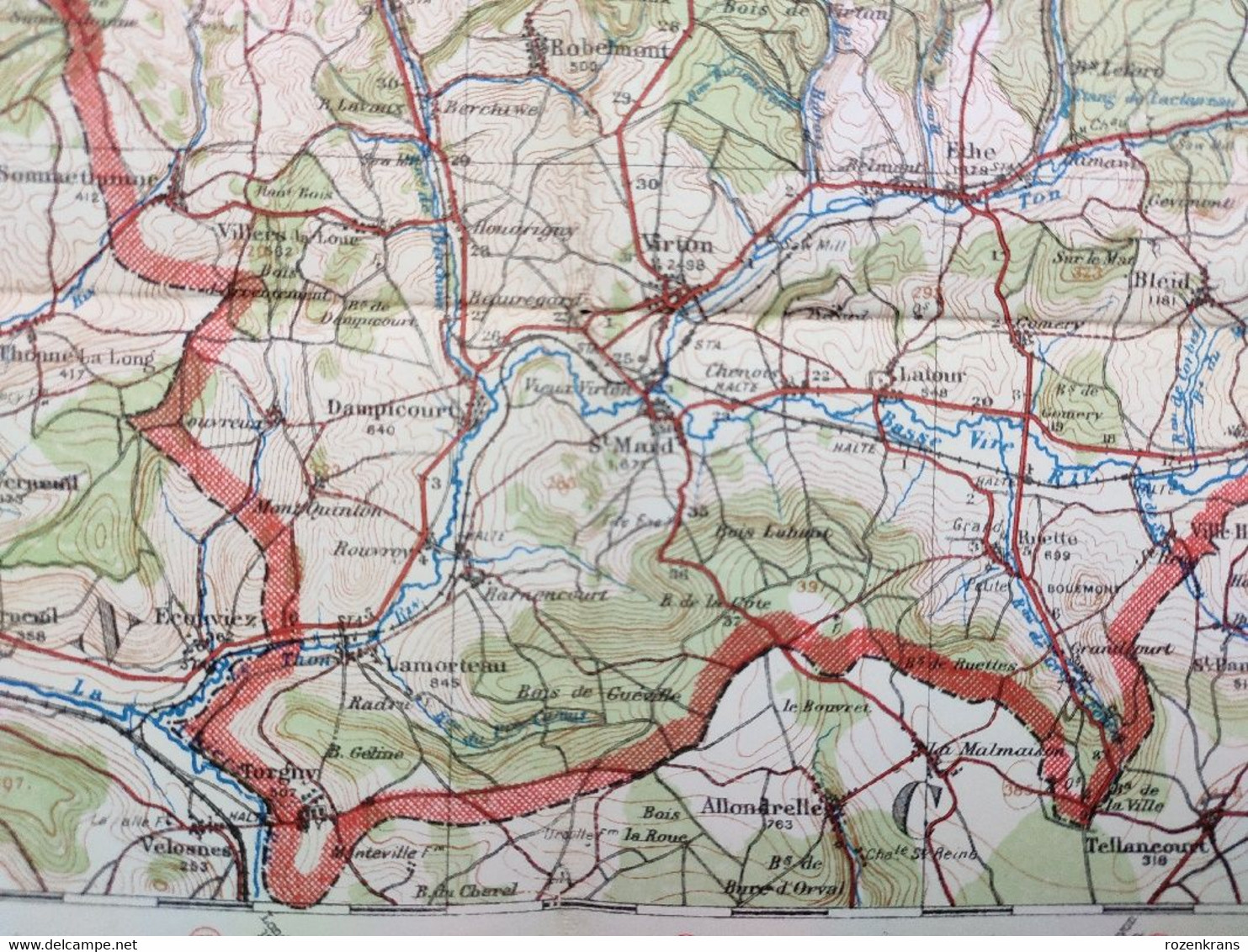 Carte Topographique Militaire UK War Office 1916 World War 1 WW1 Luxembourg Arlon Bahay Martelange Marbehan Oberkorn - Topographische Kaarten