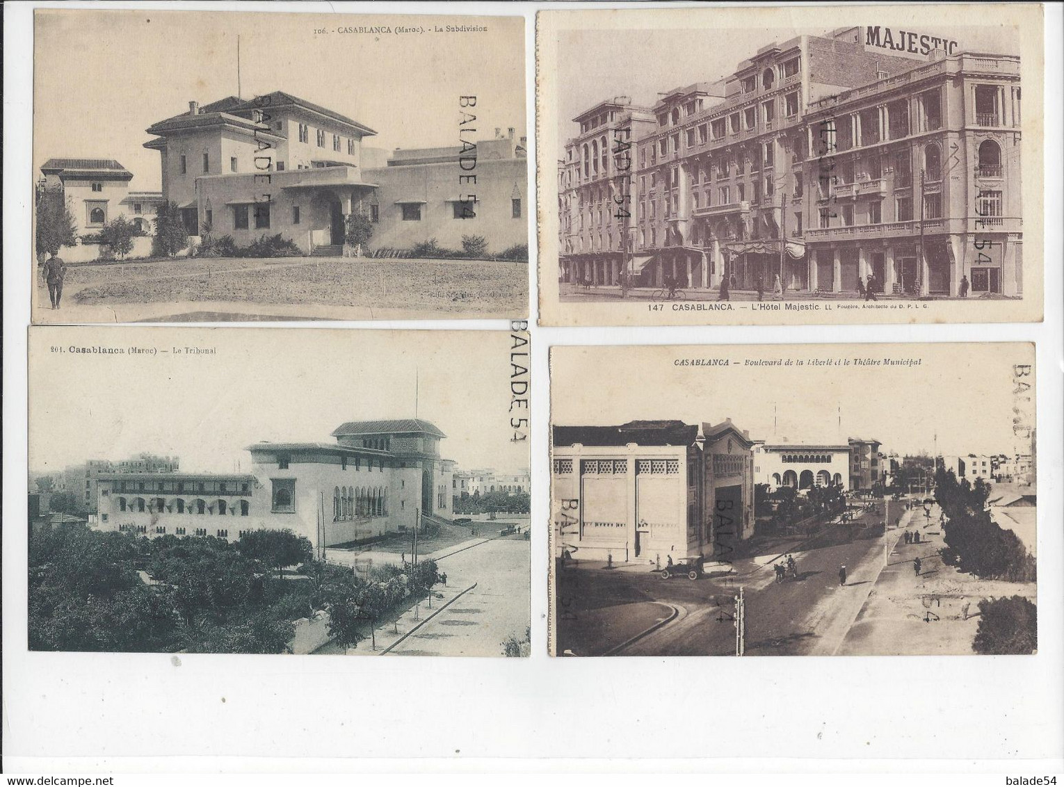 Lot 20 CPA - CASABLANCA - Toutes Scannées : Phare, Théâtre Municipal, Place De France, Majestic, Subdivision, Tribunal, - Casablanca