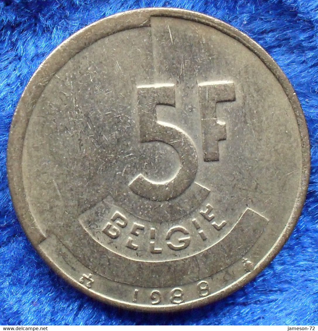 BELGIUM - 5 Francs 1988 Flemish KM#164 Baudouin I (1951-1993) - Edelweiss Coins - Zonder Classificatie