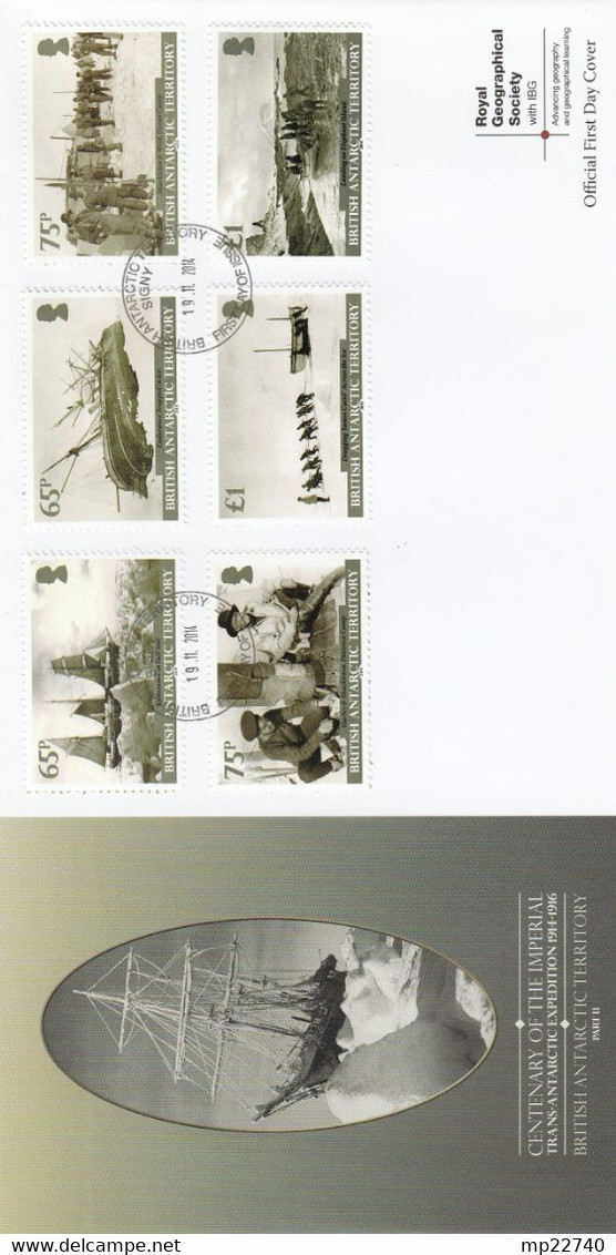 BRITISH ANTARTIC TERRITORY  CENTENARY OF THE IMPERIAL EXPEDITION   FDC 2014 BATEAUX - FDC