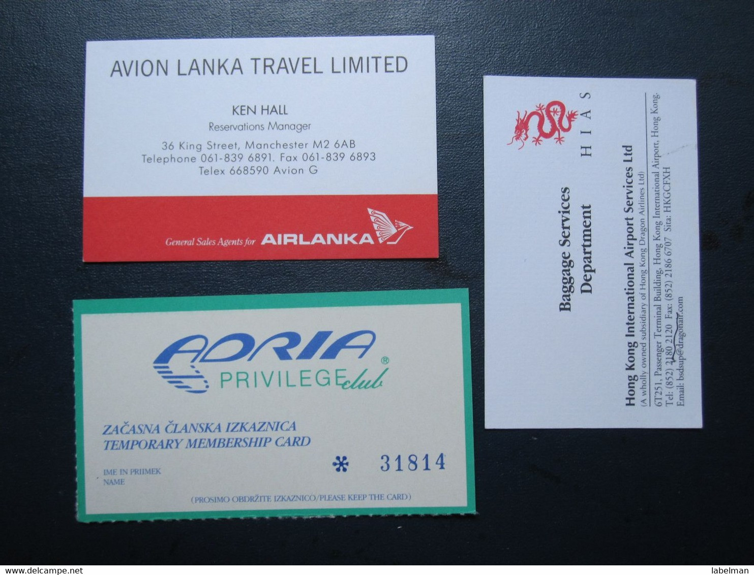 VISIT CARD ADVERTISEMENT AIRWAYS AIRLINE TICKET BOOKLET LABEL TAG LUGGAGE BUGGAGE PLANE AIRCRAFT AIRPORT - Cancelleria