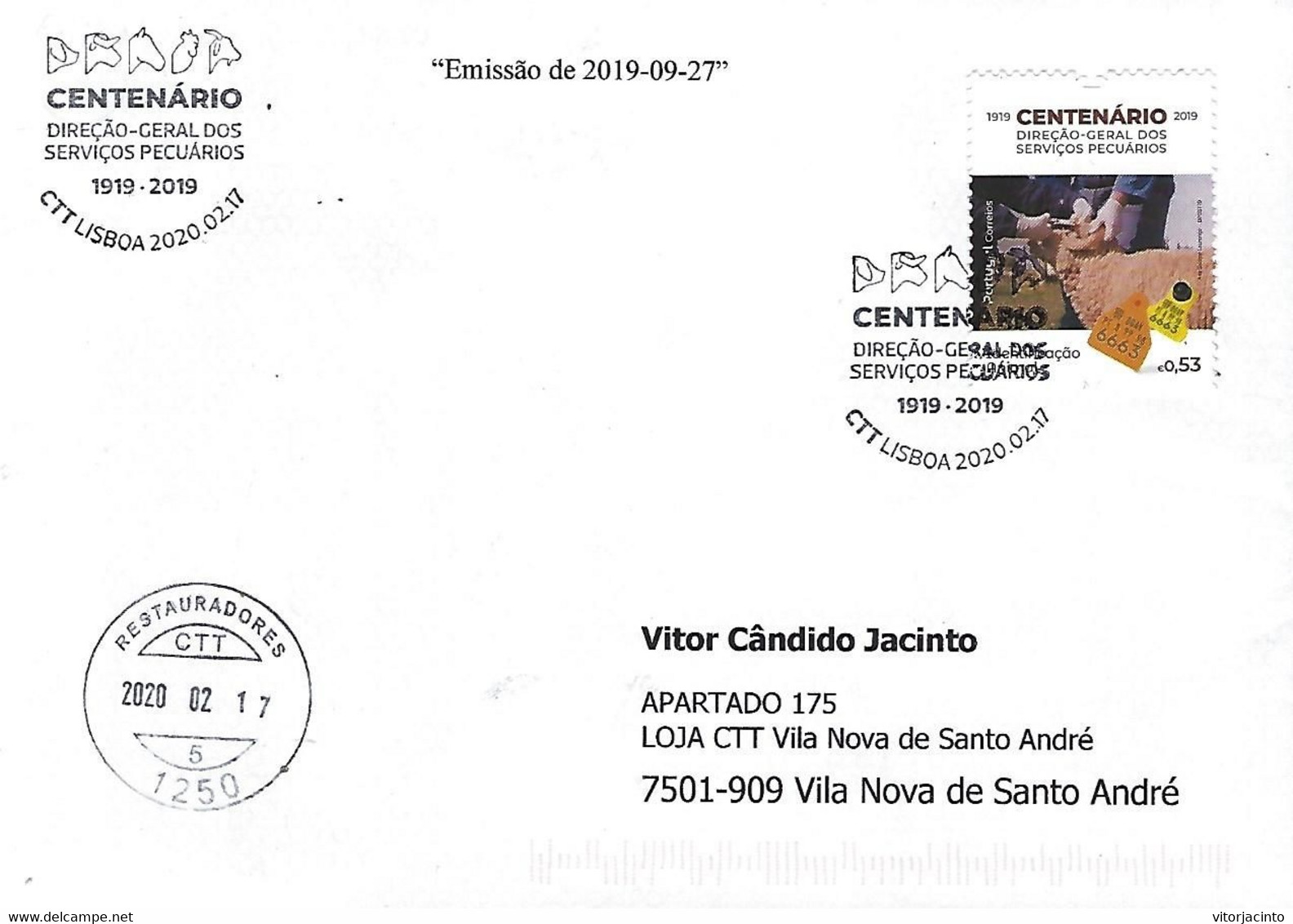 PORTUGAL - Commemorative Postmark - Centenary Of The Directorate-General For Livestock Services (real Circulated Letter) - Farm