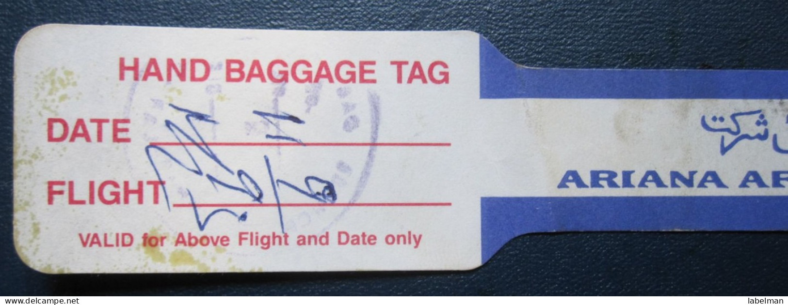 ARIANA AFGHAN AFGHANISTAN CARD WELCOME TICKET AIRWAYS AIRLINE STICKER LABEL TAG LUGGAGE BUGGAGE PLANE AIRCRAFT AIRPORT - Étiquettes à Bagages