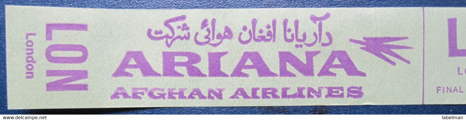 ARIANA AFGHAN AFGHANISTAN CARD TICKET AIRWAYS AIRLINE STICKER LABEL TAG LUGGAGE BUGGAGE PLANE AIRCRAFT AIRPORT - Europa