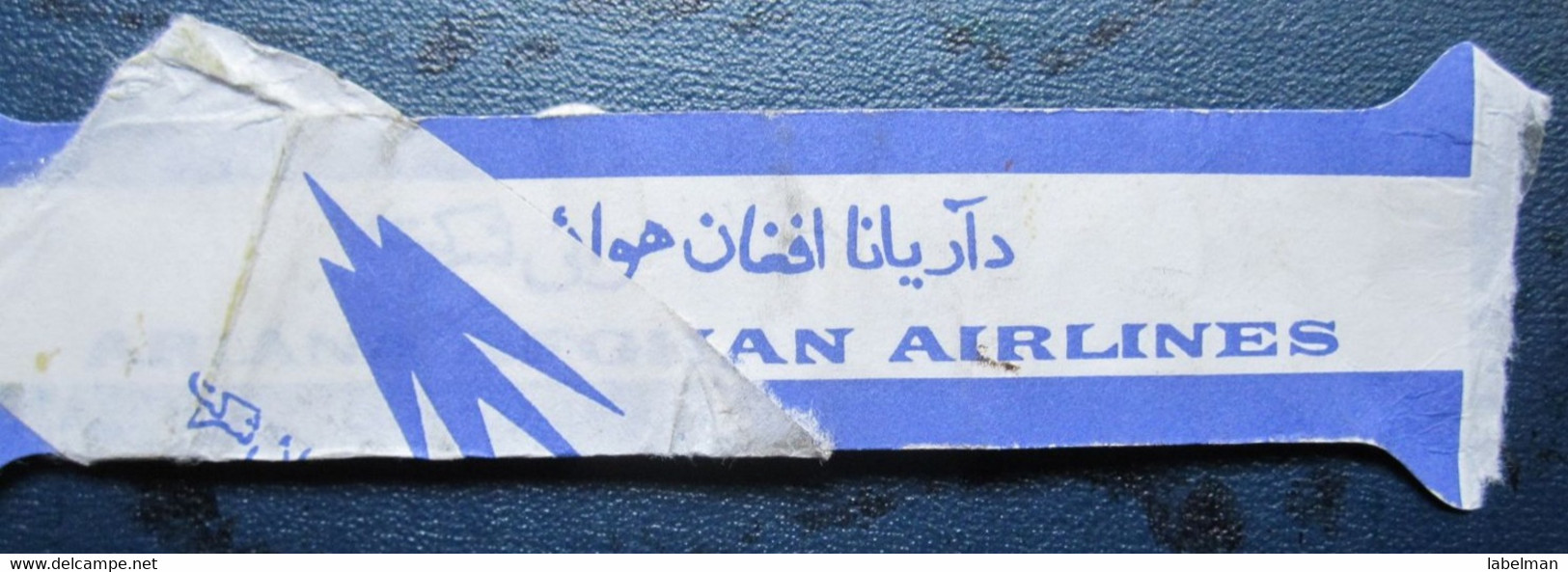 ARIANA AFGHAN AFGHANISTAN CARD TICKET AIRWAYS AIRLINE STICKER LABEL TAG LUGGAGE BUGGAGE PLANE AIRCRAFT AIRPORT - Europa