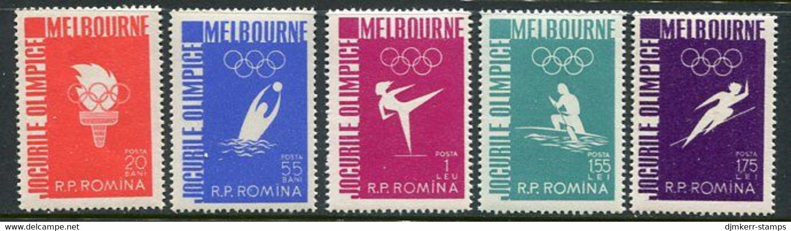 ROMANIA 1956 Melbourne Olympic Games MNH / **.  Michel 1598-602 - Ongebruikt