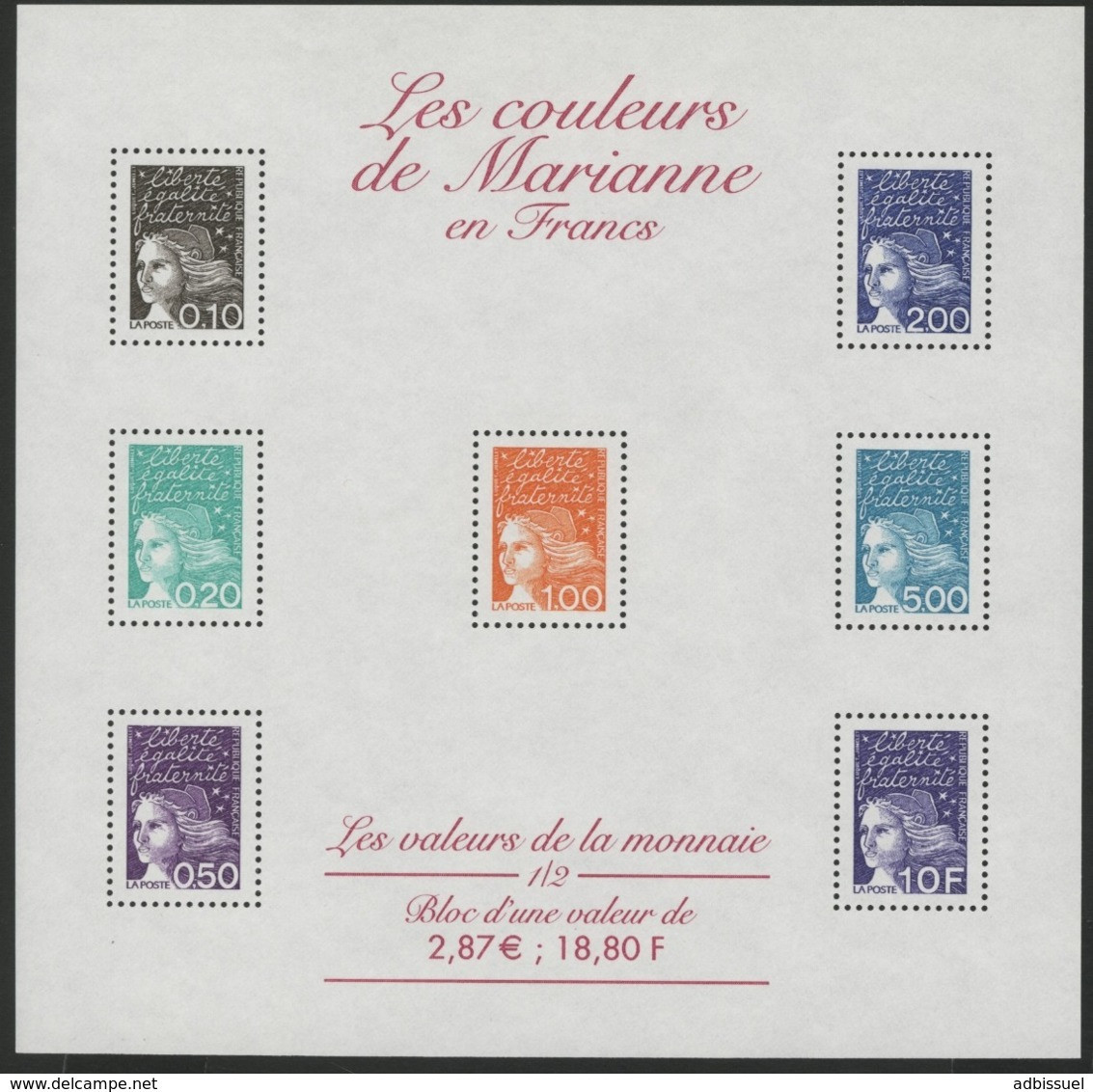 BF 41 Vendu à La Valeur Faciale "LES COULEURS DE MARIANNE". Neuf Sans Charnière ** MNH. TB - Nuevos