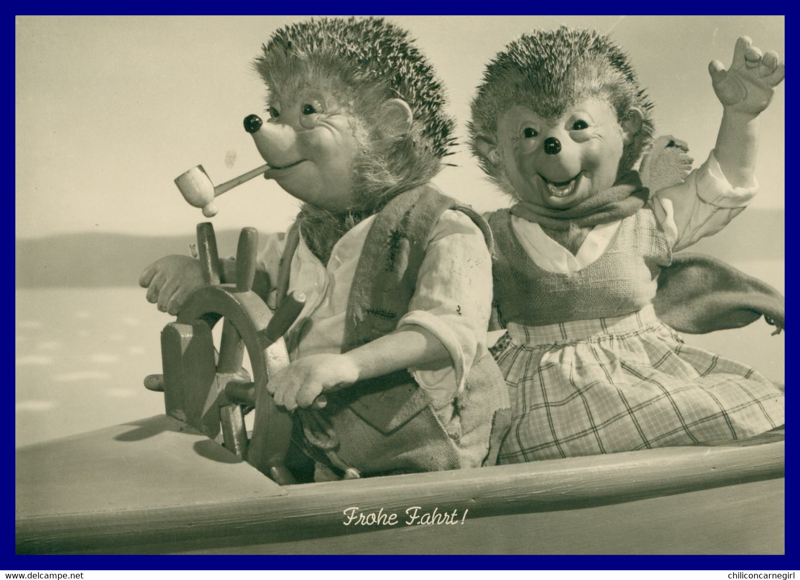 MECKI - Hérisson - Couple En Bateau - " Frohe Fahrt ! " - Pipe - Bon Voyage! - DIEHL FILM - 1969 - Mecki