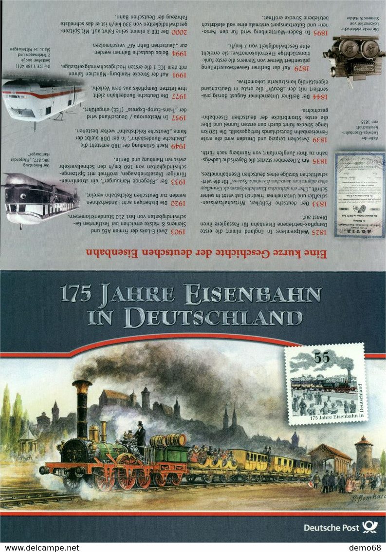 Briefmarken Stamp Allemagne DeutschlandEisenbahn 175 Ans Feuillet Neuf 4 Timbre S Berlin  11.11.2010 +++ - Sammlungen