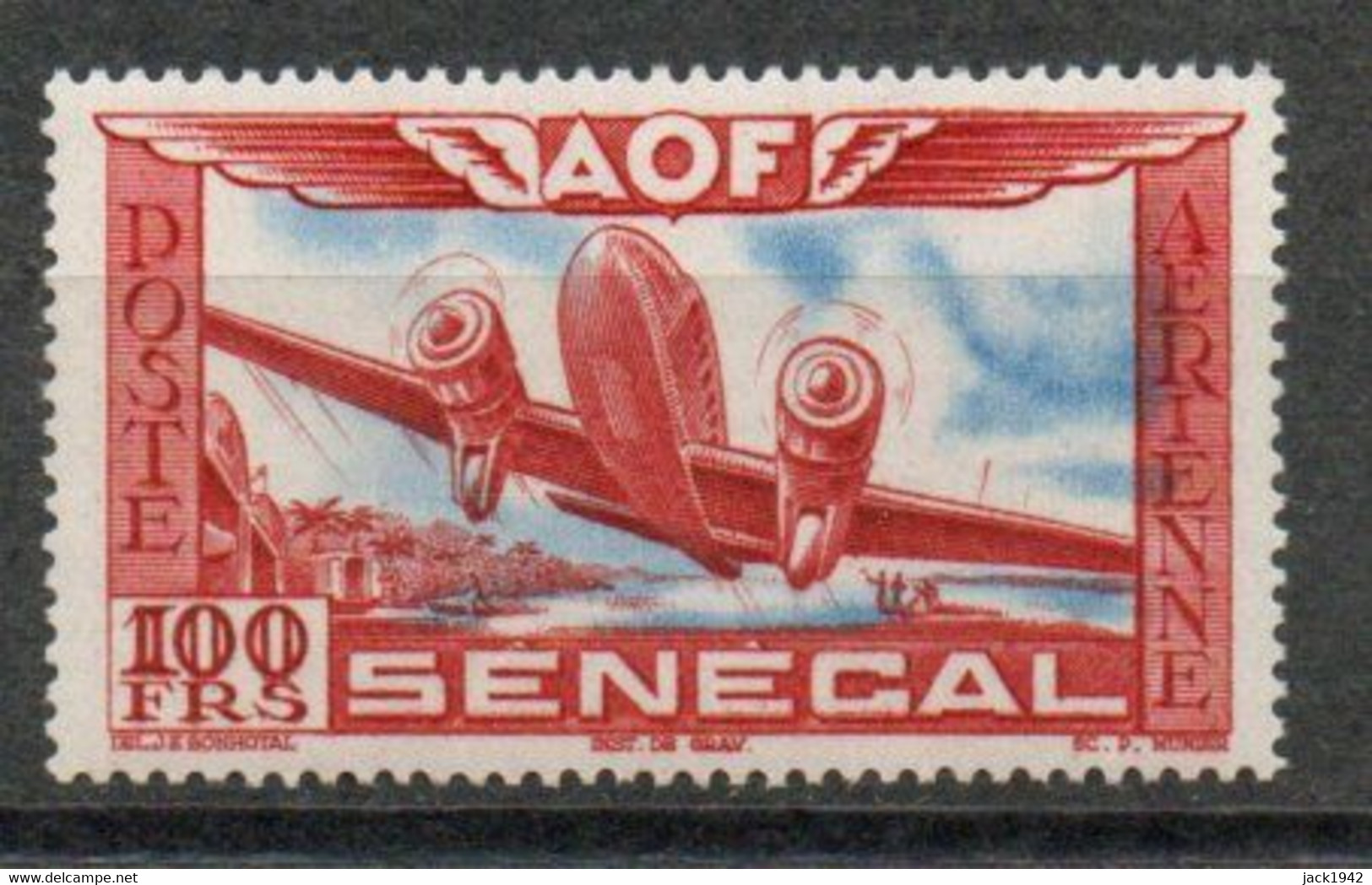 1942 - Poste Aérienne N°30 - 100f  Rouge-carmin Et Outremer - Posta Aerea