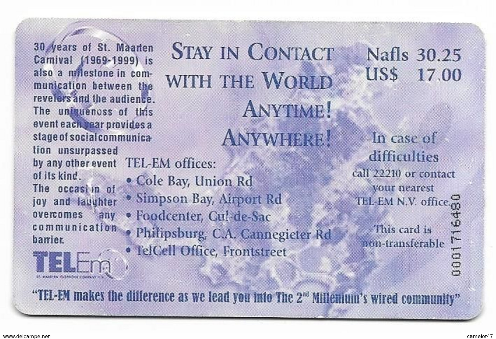 St. Maarten, TelEm, Used Chip Phonecard, No Value, Collectors Item, # Stmaarten-5 - Antillas (Nerlandesas)