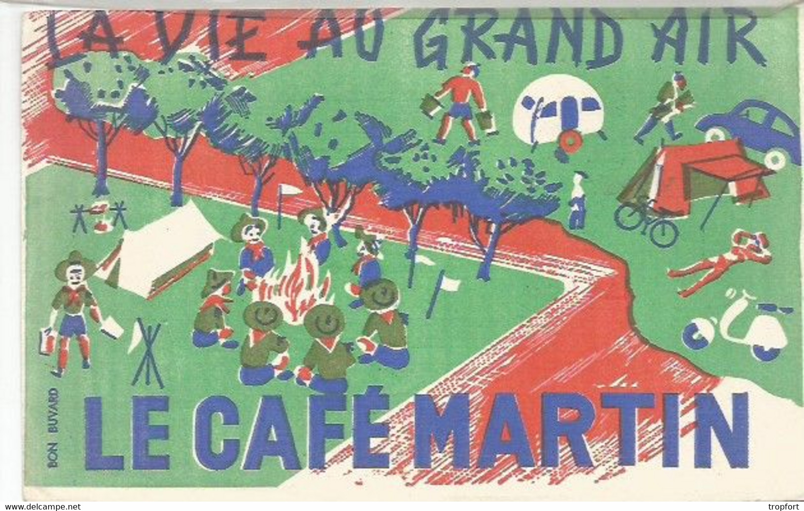 CK //  Old French Blotter  // LE CAFE MARTIN Thème SCOUT Scoutisme Vie Au Grand Air Tente Scooter Caravane - Café & Thé