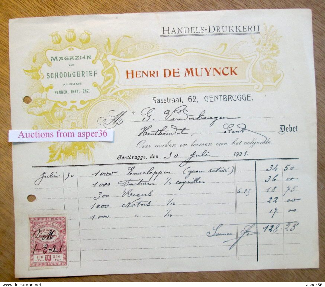 Handels-Drukkerij Henri De Muynck, Sasstraat, Gentbrugge 1921 - 1900 – 1949