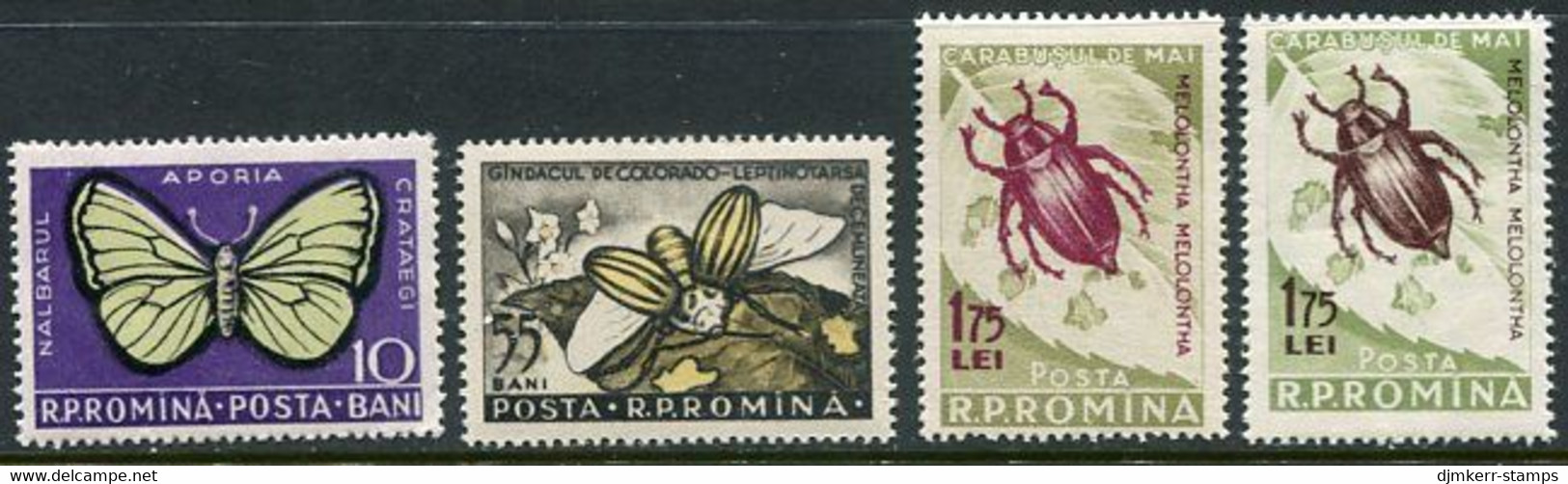 ROMANIA 1956 Insect Pests With Both Shades Of 1.75 L  MNH / **.  Michel 1586-88a+b - Nuevos