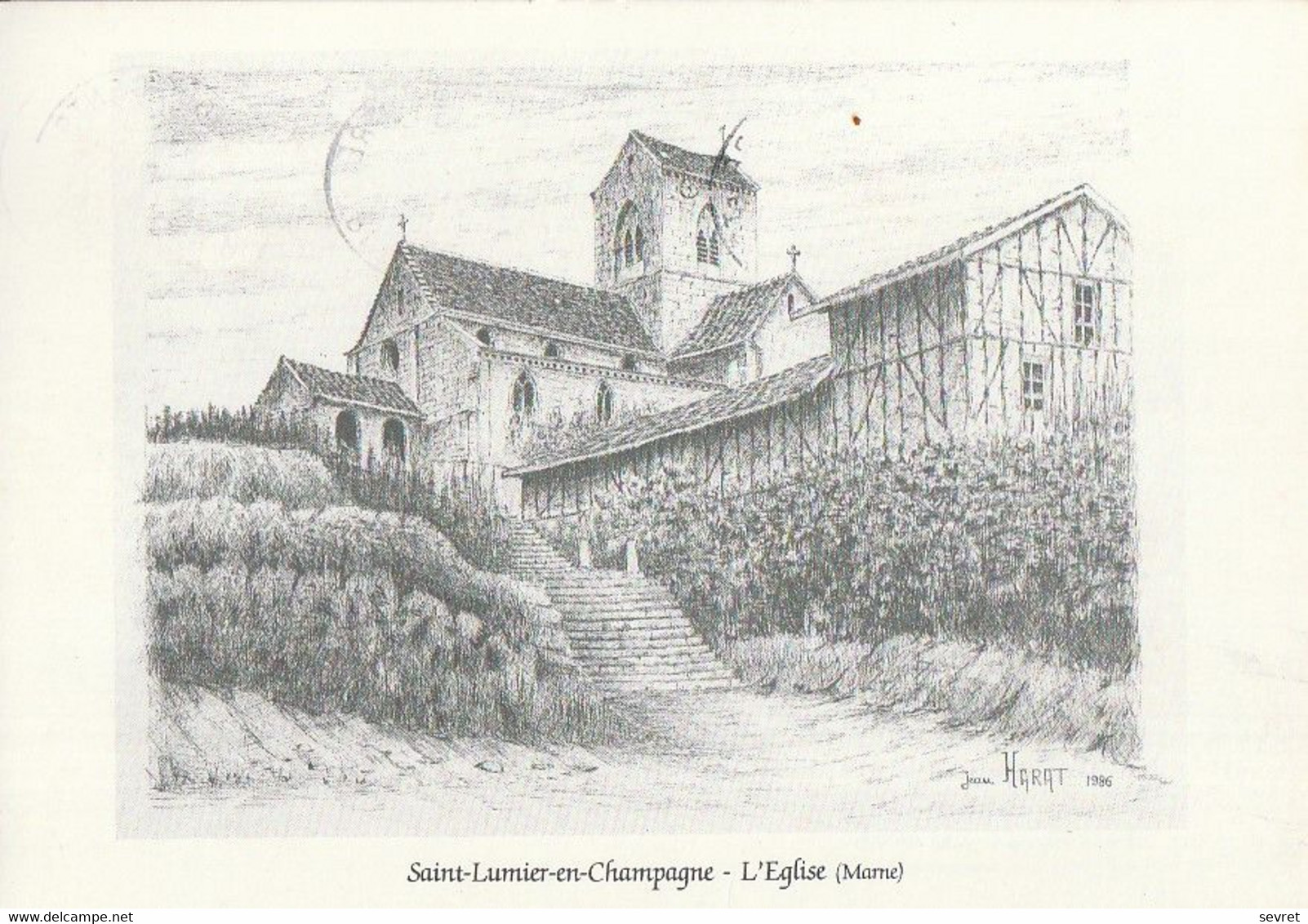 SAINT-LUMIER-en-CHAMPAGNE. - L'Eglise ( Dessin Original De Jean HARAT). Carte RARE - Other & Unclassified