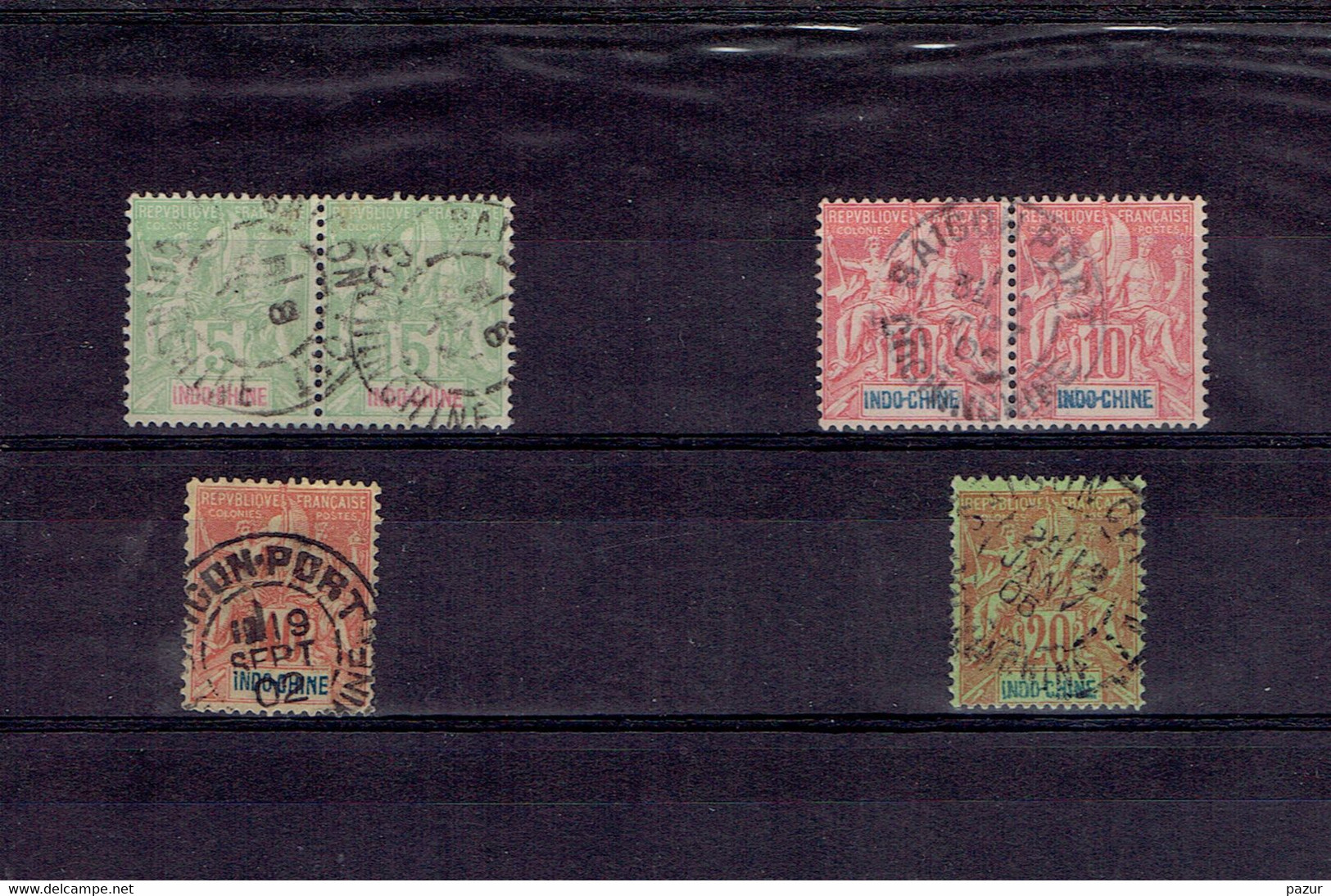COCHINCHINE - TP INDOCHINE N°17 PAIRE - 18 PAIRE +1 OB SAIGON PORT - N°9 OB SAIGON CENTRALE - COCHINCHINE 1900 - Used Stamps