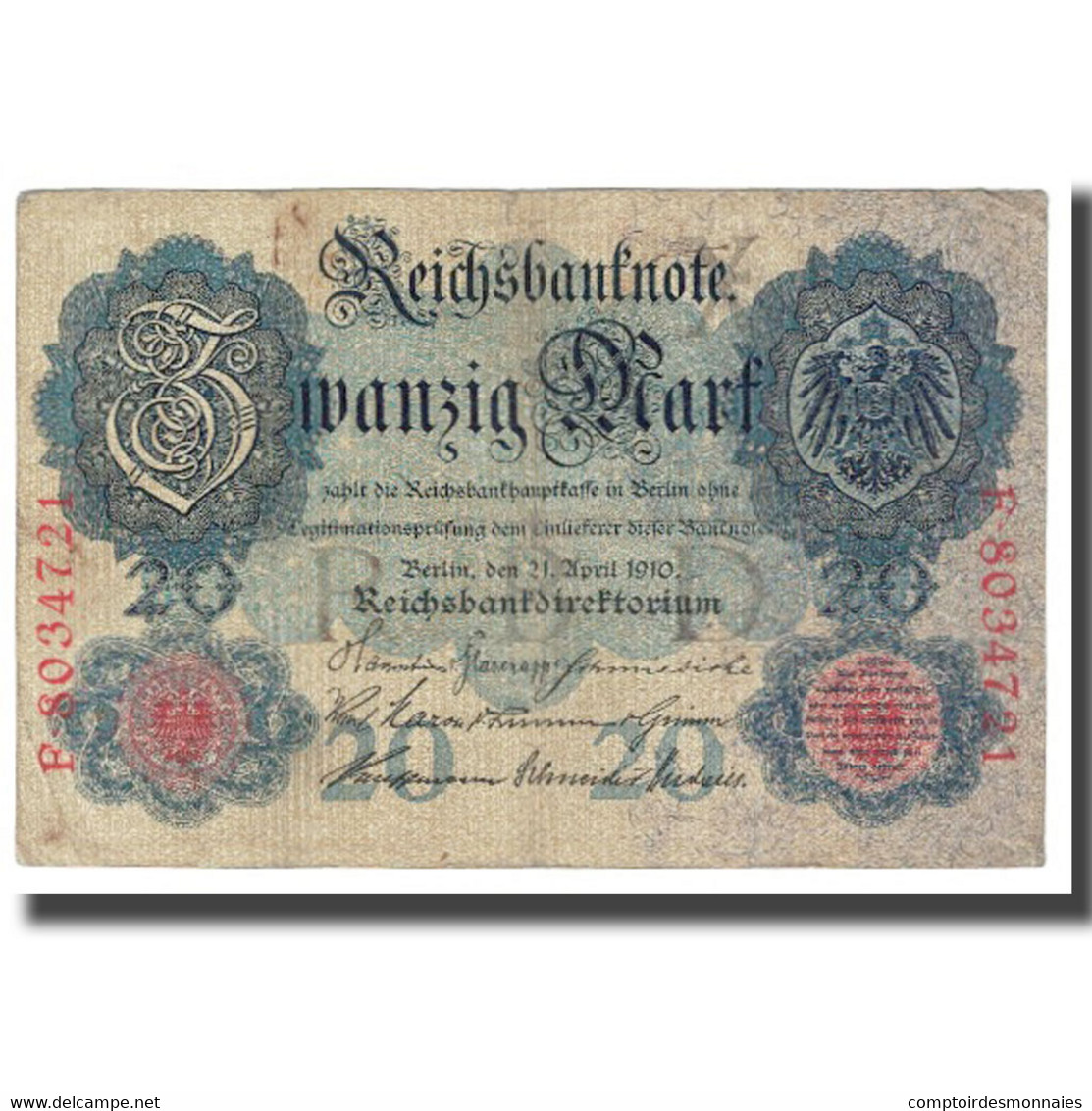 Billet, Allemagne, 20 Mark, 1910, 1910-04-21, KM:31, TB - 20 Mark