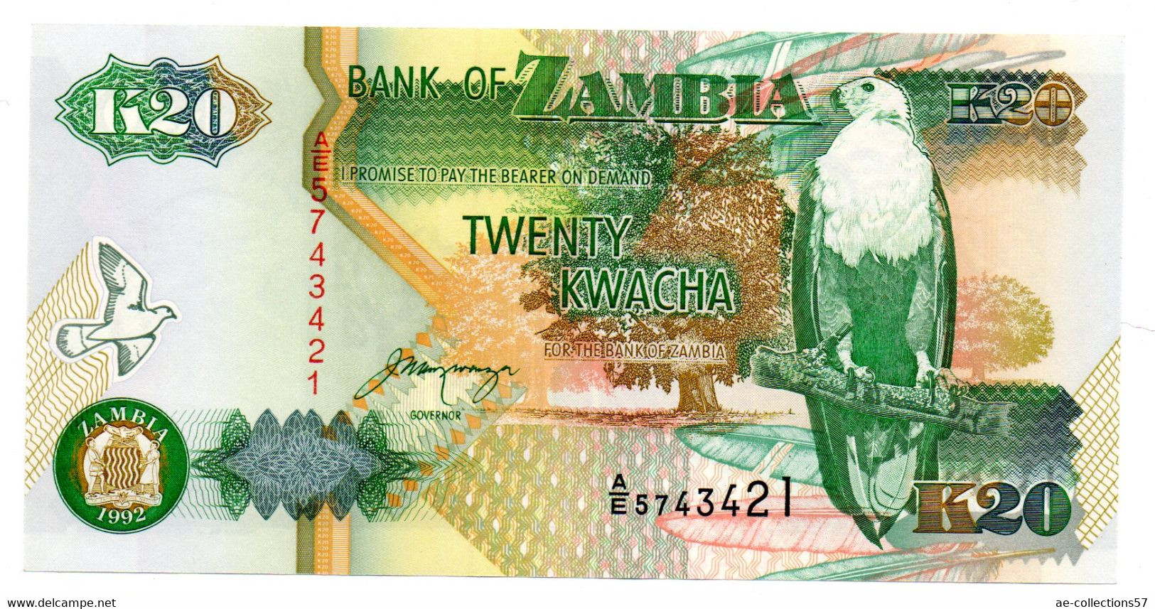 Zambie / 20 Kwacha 1992 / UNC - Sambia
