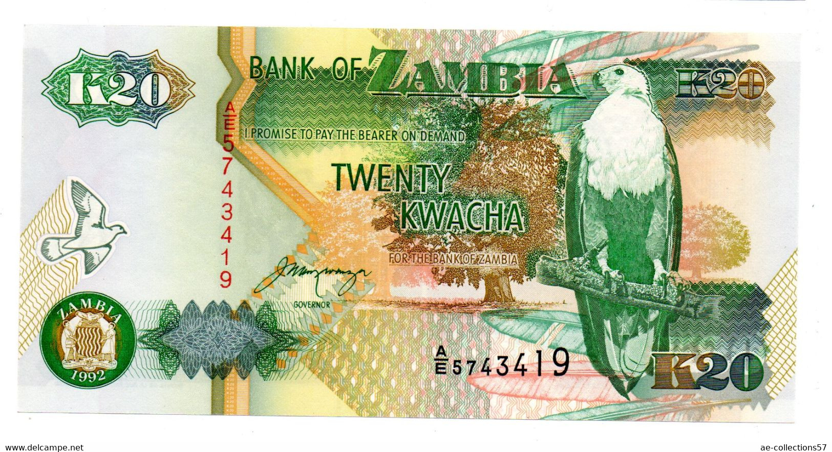 Zambie / 20 Kwacha 1992 / UNC - Sambia