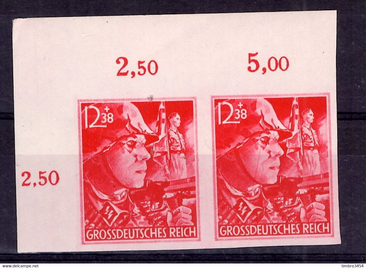 Allemagne/Reich YT N° 826 En Paire Non Dentelés Neufs ** MNH. Signé Schlegel. Rare! TB. A Saisir! - Unused Stamps